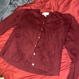 Wine red thin cardigan